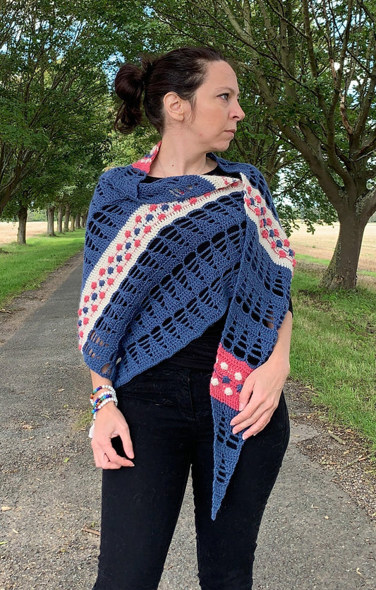 image of Red White & Blue Shawl by Dora Does