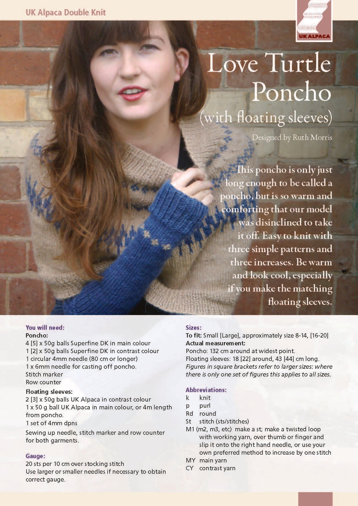 image of Love Turtle Poncho (with floating sleeves) by Ruth Morris