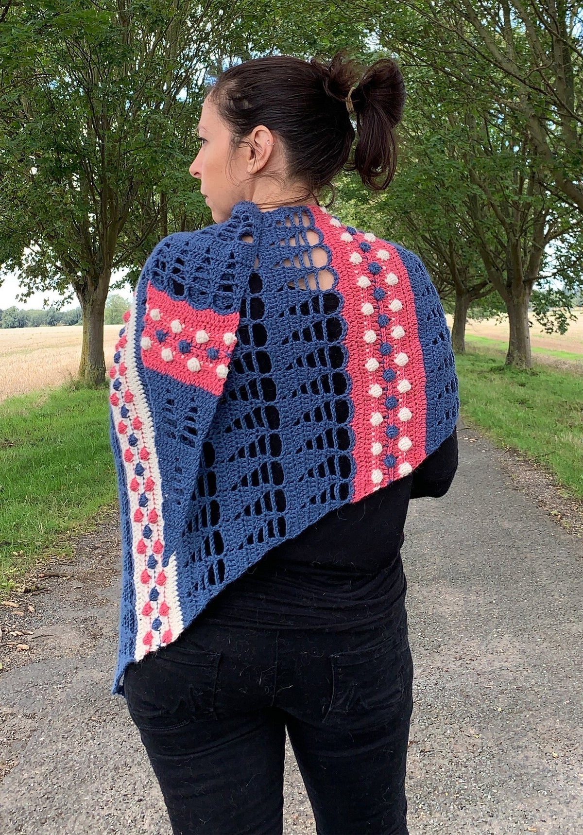 image of Red White & Blue Shawl by Dora Does