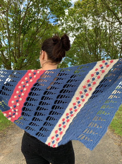image of Red White & Blue Shawl by Dora Does