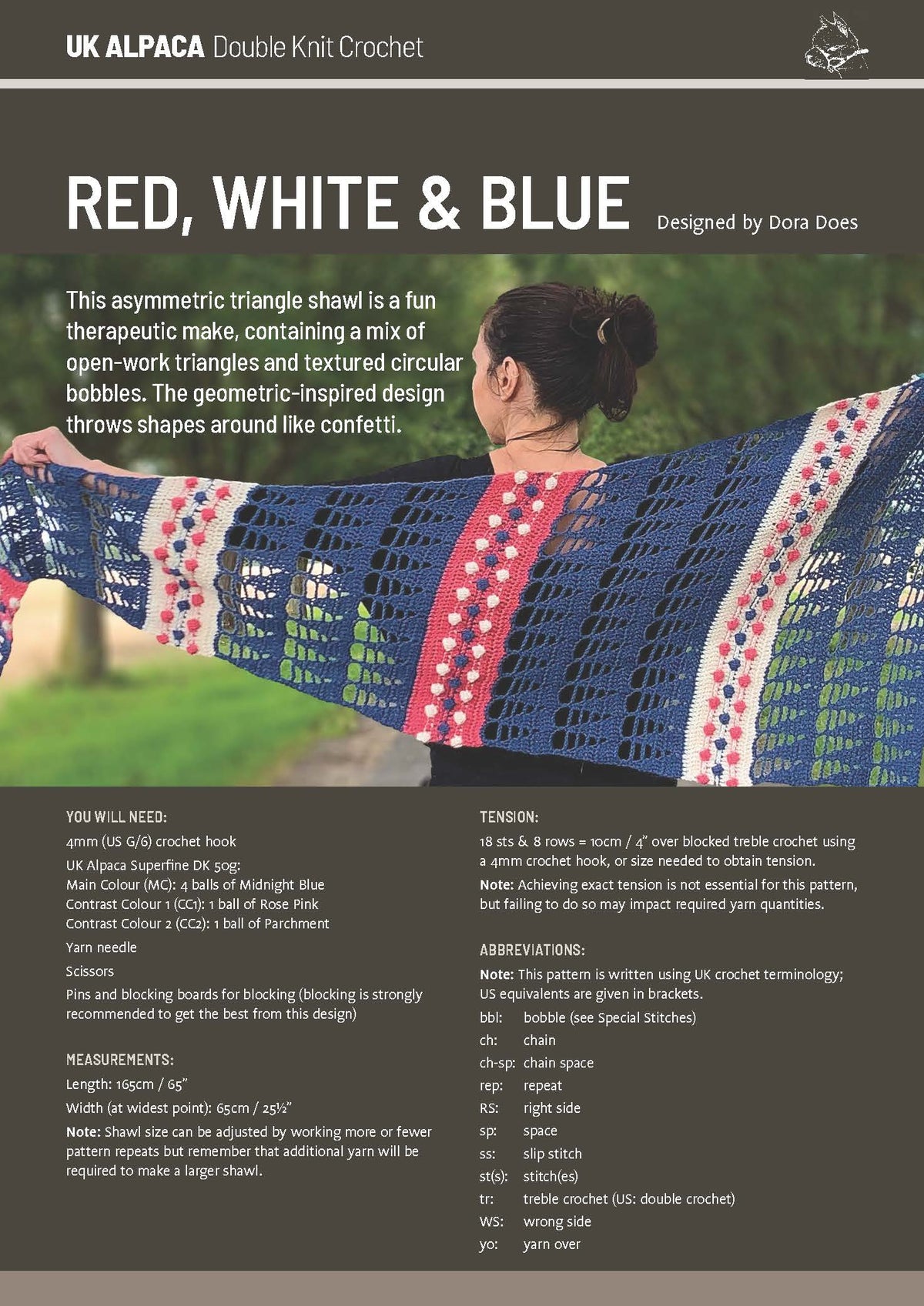 image of Red White & Blue Shawl by Dora Does