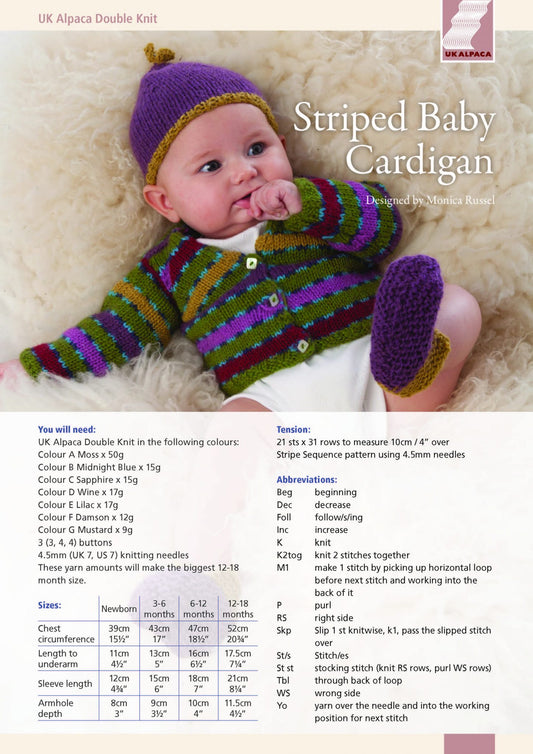 image of Striped Baby Cardigan by Monica Russel