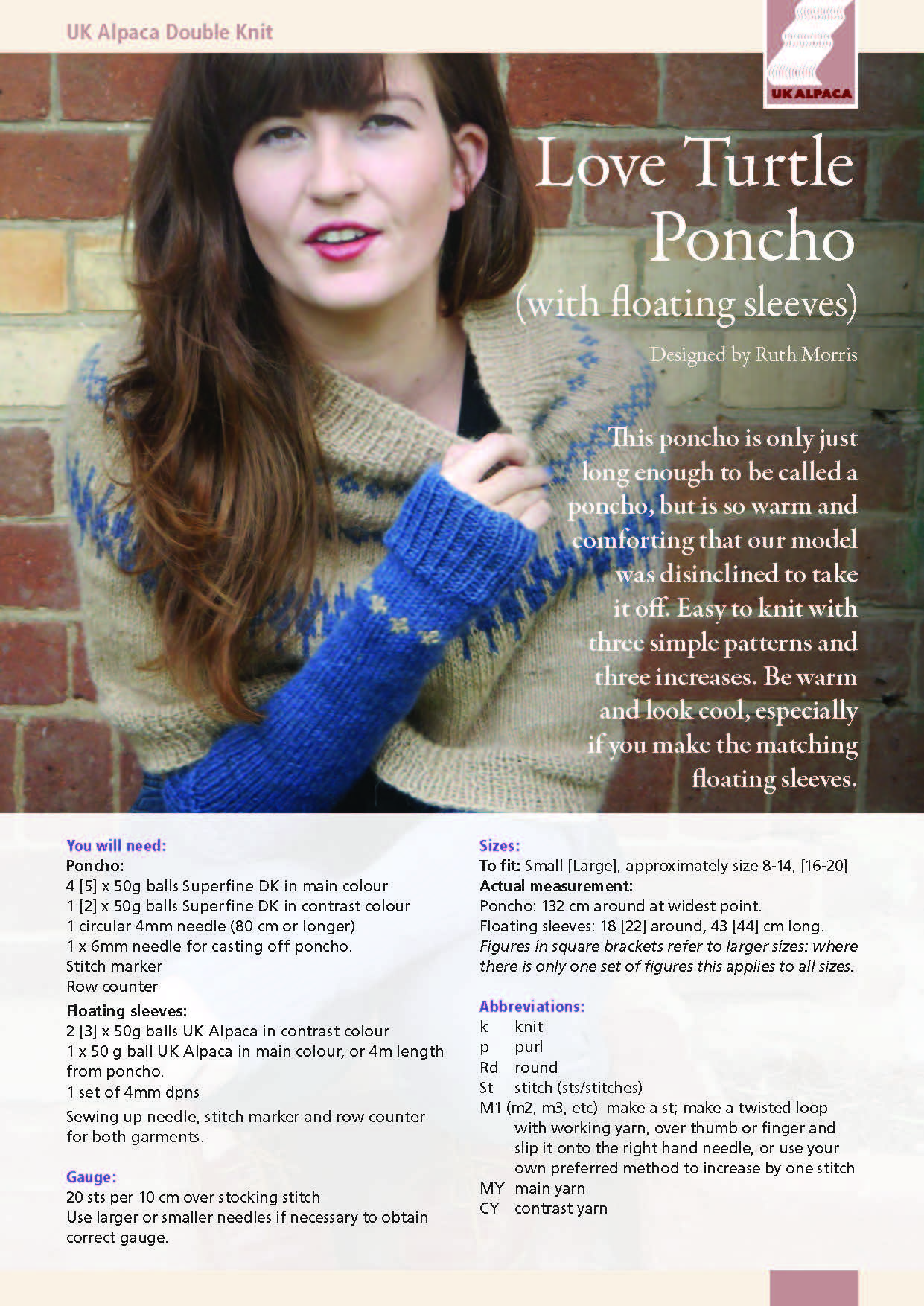Love Turtle Poncho (with floating sleeves) by Ruth Morris